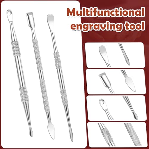 Piriuuo Wax Carving Tools Set, Stainless Steel Clay Sculpting Tools Double-Ended Pottery Carving Tools Wax Modeling Tools Dental Carvers Tools Wax Accessories Modeling Sculpting and Shaping(3 Styles) - size: 3 Style