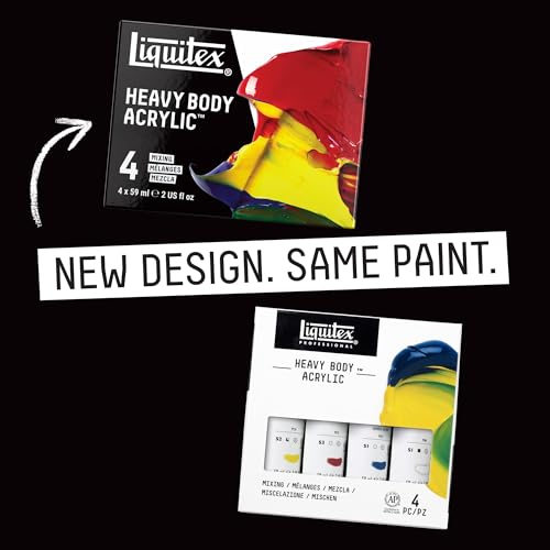 Liquitex Heavy Body Acrylic Paint Set, 4 x 59ml, Mixing Primary Color Set - size: 8 Ounce (Pack of 1), style: Mixing Set 4 x 59ml (2-oz)