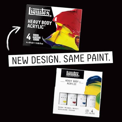 Liquitex Heavy Body Acrylic Paint Set, 4 x 59ml, Mixing Primary Color Set - size: 8 Ounce (Pack of 1), style: Mixing Set 4 x 59ml (2-oz)