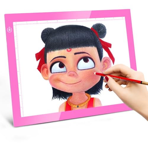 LitEnergy Portable A4 LED Copy Board Light Tracing Box, Pink Ultra-Thin Adjustable USB Power Artcraft LED Trace Light Pad for Tattoo Drawing, Streaming, Sketching, Animation, Stenciling - color: PINK, size: 01 - A4