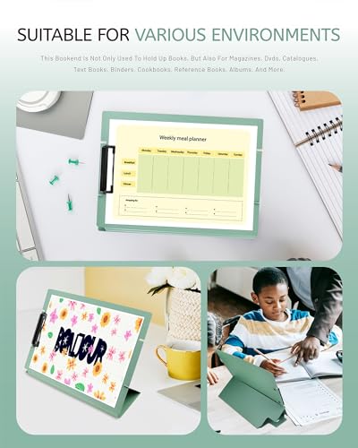 Free Standing Clipboard and Desktop Stand with Adjustable Buckles Easel Back - Foldable Stand and Document Holder for School, Office and Business Use (9.37 x 12.6 inches) (Green) - style: Green
