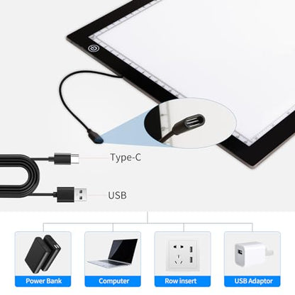 A4 Light Board for Diamond Painting - Tracing Light Box with Stand, Stepless Dimmable 3 Levels Brightness Light Pad, Ultra-Thin LED Light Pad for Weeding Vinyl, Drawing, Diamond Painting - style: A4 with Stand(Diamond painting kit)