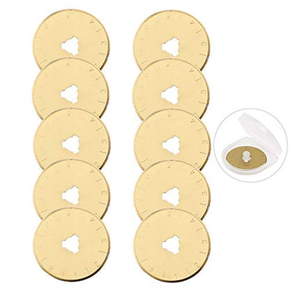Titanium Rotary Cutter Blades 28mm 10 Pack Replacement Blades for Fabric | Titanium-Coated Rotary Blades for Smooth Cutting of Fabric Paper and Craft Sharp and Durable for Quilting Sewing Scrapbooking - size: 28mm