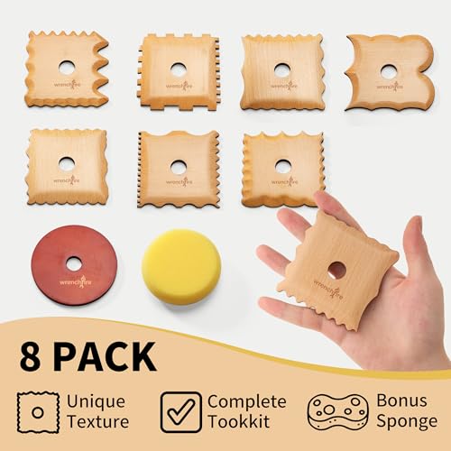 Pottery Ribs Tool Set, Clay Ceramic Shaping & Smoothing Tools, Pottery Foot Shaper Trimming for Carving,Beech Wood (8 Pieces) - color: White