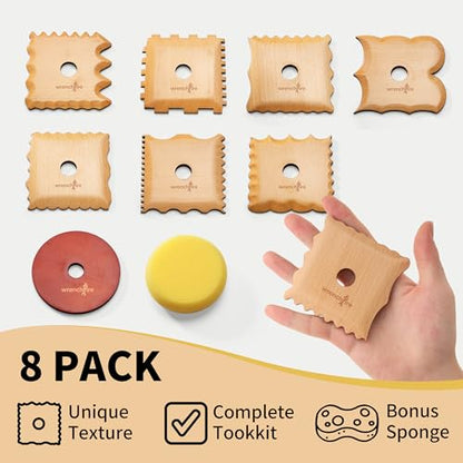 Pottery Ribs Tool Set, Clay Ceramic Shaping & Smoothing Tools, Pottery Foot Shaper Trimming for Carving,Beech Wood (8 Pieces) - color: White