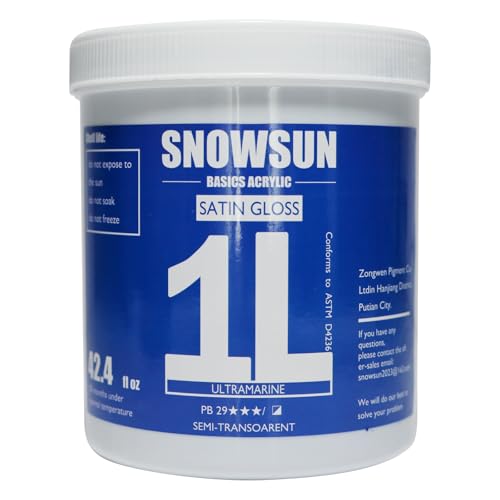 SNOWSUN Heavy Body Acrylic Paint, 1L (40oz) Bulk Ultramarine Blue - Non Toxic Artist Grade Thick Paint for Canvas, Wood, Ceramic & Crafts - color: Ultramarine