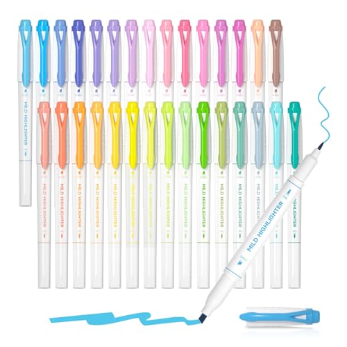 Shuttle Art 30 Colors Highlighters, Pastel Highlighter Pens Assorted Colors, Dual Tip Mild Color Markers, Perfect for Adults Teachers Students Underlining, Highlighting for Home School Office - color: 30 Colors