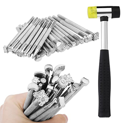 Leather Stamps, 21 PCS Leather Stamping Tools with Rubber Hammer - size: 21 PCS