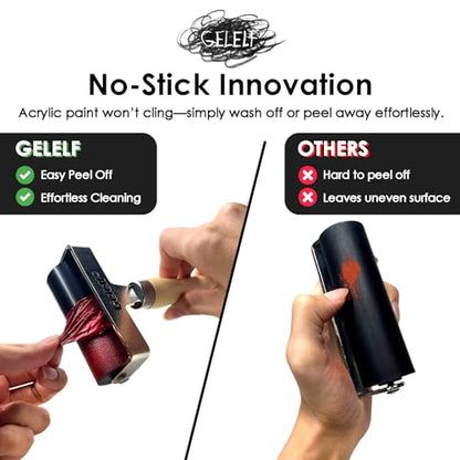 GELELF Smooth Peeling Brayer Roller - Wood Hand Roller Rollers Ink Roller Tape Roller for Gluing Taping Gel Printing Inking Block Printmaking Stamping Scrapbooks (#5: 3 Inch (8CM)) - color: #5: 3 Inch (8CM)