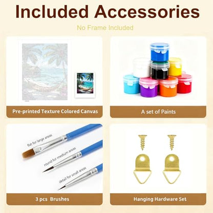 Gemozaic Beach Paint by Numbers Kit for Adults, 16 x 20 Inch, No Frame - color: MT22984