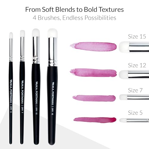 WA Portman Blending Brush Set, 4pc Detail Dry Brush for Miniature Painting - color: Blending
