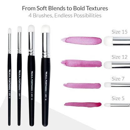 WA Portman Blending Brush Set, 4pc Detail Dry Brush for Miniature Painting - color: Blending