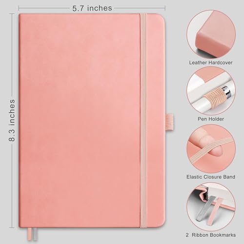 RETTACY Blank Journal Notebook, 192 Pages per Pack, A5 Size (5.7'' x 8.3'') - color: Black & Pink