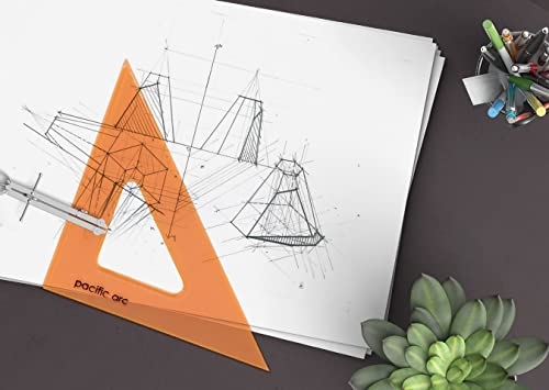 Pacific Arc's Scholastic Triangle - 10 inch - Fluorescent - 45/90 Angle - Polystyrene - Inking Edge - Technical Drawing Tools, Drafting, Architect and Engineering - style: 10 inch, 45/90