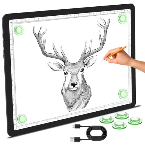 Phylosal Magnetic A4 Light Pad, Super Bright Light Box with Side Button, Diamond Art Light Board, Lightbox for Tracing and Drawing, USB Power Artcraft Light Table for Sketching, Weeding Vinyl (Black) - color: Black, size: A4 without Handbag