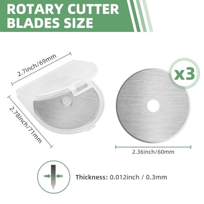 60mm Rotary Cutter Blades Replacement for Fiskars Paper Cutter, 3 Pieces | Replacement Blades Idea for Sewing, Arts And Crafts Cutting, Quilting Rotary Blades