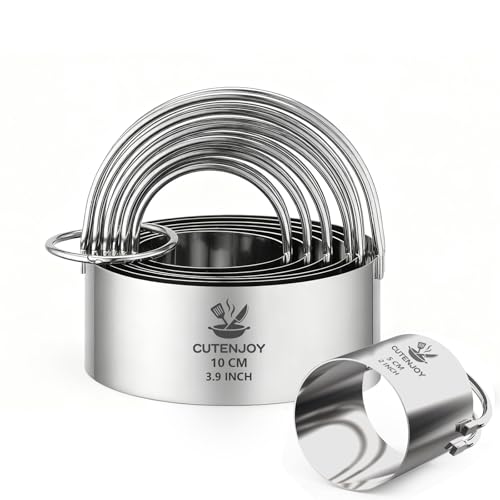 6 Pcs Large Cookie Cutters, Round Biscuit Cutter Set with Handle | (2-3.9 Inch) Dishwasher-Safe, Comfortable Grip, Professional Baking Dough Cutter Tools for Thick Dough, Biscuits & Fondant - size: 6 Sizes Large Round Cutters With Handles
