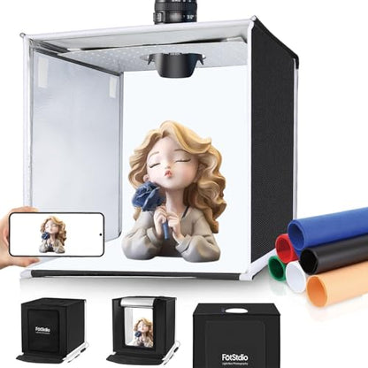 16x16 Inch Photo Studio Light Box Photography with 144 LEDs (CRI>95) & 6 Backdrops, Portable/Dimmable Folding Shooting Tents for Toys/Jewelry/Watches/Cosmetics/Food - size: 16 x16 inch