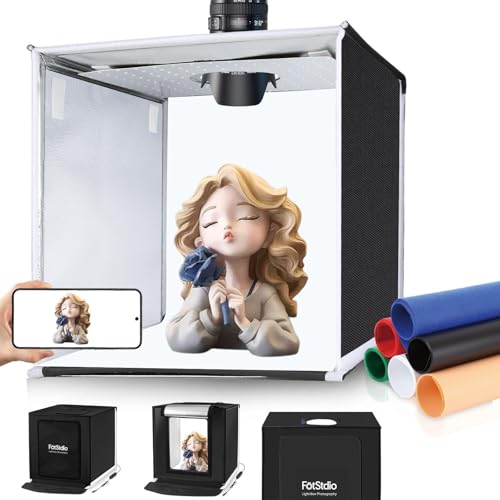 16x16 Inch Photo Studio Light Box Photography with 144 LEDs (CRI>95) & 6 Backdrops, Portable/Dimmable Folding Shooting Tents for Toys/Jewelry/Watches/Cosmetics/Food - size: 16 x16 inch