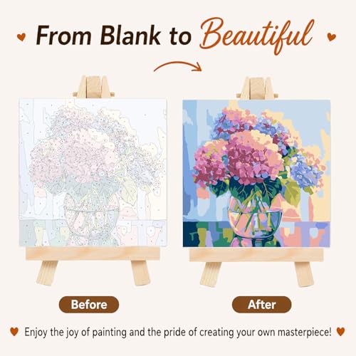AUKELHJ Framed Paint by Numbers Kit for Adults, Hydrangea, 10x10 inch - color: 12-Hydrangea