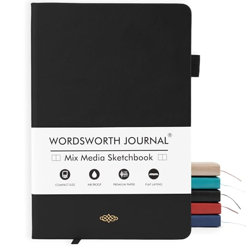 Wordsworth & Black Mixed Media Journal, 96 Pages, A5 Paper, Black - color: Black