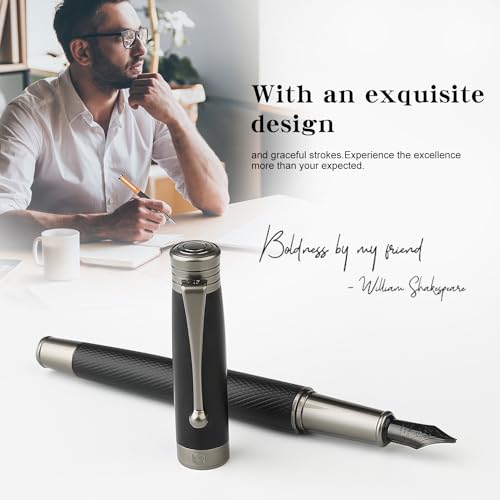Fountain Pen Set - Fine & Medium Nibs, Includes 18 Ink Cartridges, Ink Refill Converter & Syringe Filler, Gift for Writing, Journaling & Calligraphy MU-13