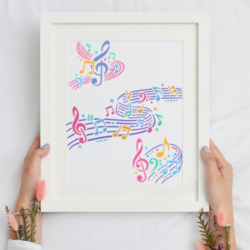 2 Pack Music Notes Stencils for Painting 11.8 x 11.8 Inch Reusable Plastic Music Notes Templates for Painting on Wall Wood Floor Furniture Fabric Canvas, DIY Craft Stencil | 11.8" x 11.8", Musical Note Pattern Stencil Set, Reusable Paint Templates for Woo