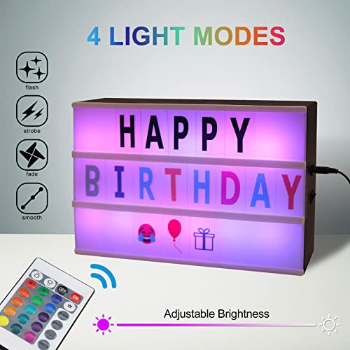 Cinema Light Box, A4 Size 16 Color Changing with 400 Letters Symbols(Black) - color: Black