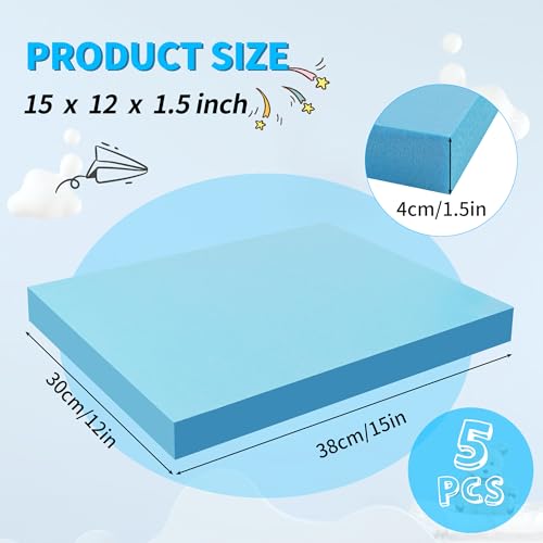 LuckyFoam Blue 5 Pack 15x12x1.5 inch Foam Sheets 1.5 Inch Thick | Polystyrene Rectangles XPS Foam Board Craft for Insulating DIY Modeling Art Supplies - color: blue, size: 15x12x1.5 in