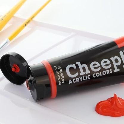 Cheep! Acrylic Paints, 4 oz. Tube - Vermillion, Perfect for Artists - Quality Acrylic Paint Heavy Body Paint Artist and Student - color: Vermillion