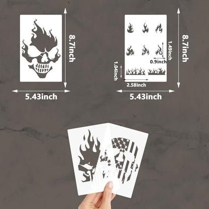YKW Skull Stencils, 12Pcs Reusable Skeleton Hand Painting Templates, for Wood Walls Chalkboards Rocks DIY Art Projects,Ideal for Crafters, Artists, and Designers - style: Human Skeleton