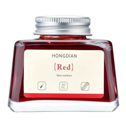 Hongdian Fountain Pen Bottled Ink Red, 60ml Fountain Pen Bottled Ink, Non Carbon - color: Red
