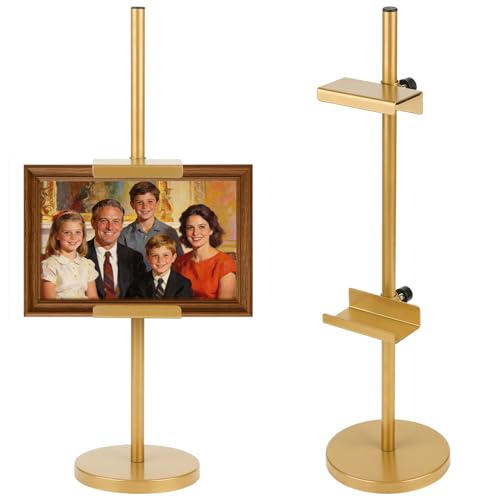 18''Adjustable Tabletop Easel Stand, Picture Easels for Display-Gold | Metal Picture Frame Holder Stand Table for Art, Picture stand for Artwork,Photo,Sign - color: Gold, size: 18 Inch
