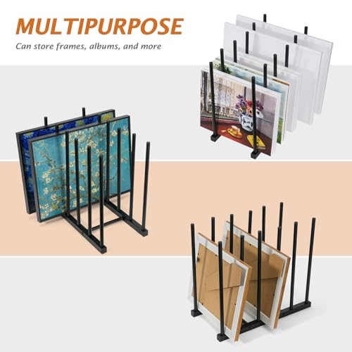 ikkle Art Storage Rack Painting Canvas Storage Rack for Display, Metal Drawing Printing Rack for Canvas Frames, Black