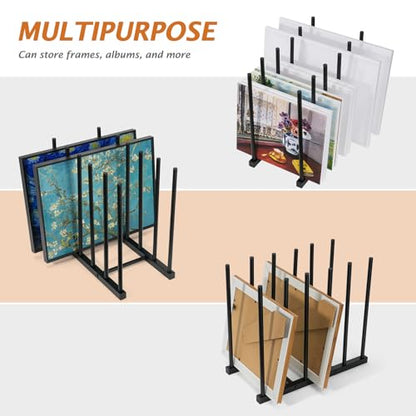 ikkle Art Storage Rack Painting Canvas Storage Rack for Display, Metal Drawing Printing Rack for Canvas Frames, Black