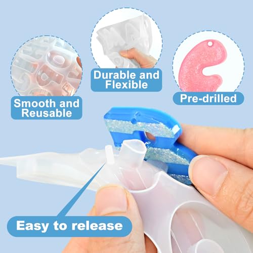 Alphabet Molds with Hole, Set of 2 Resin Alphabet Keychain Molds - color: 2 Pcs Alphabet Resin Molds