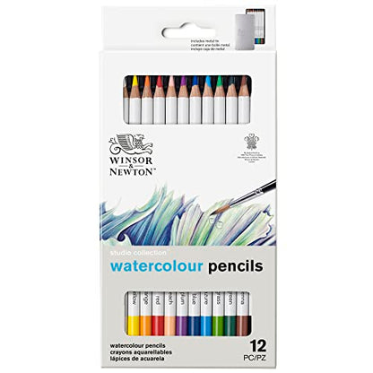 Winsor & Newton Studio Collection, Watercolor Pencils, Set of 12 | Highly pigmented, Wax-Based, Can be Used Wet/Dry, Add Water & Brush to Create Painterly Effects, Break-Resistant Points. - style: 12 Watercolor Pencils