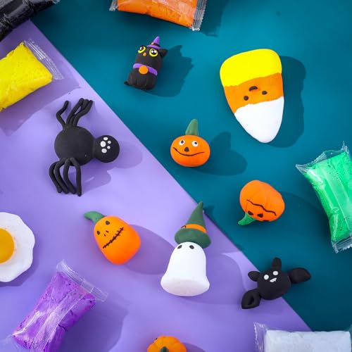 VioraWhite 144 Pcs Air Dry Clay Bulk 76 oz Mardi Gras Soft DIY Modeling Clay Kit Magic Foam Crafts for Sculpting Kids Gifts Party School Supplies for Crafts Artistic Project(Carnival Color) - color: Halloween Color