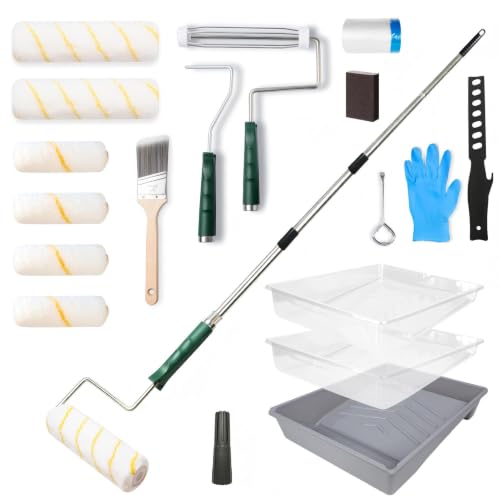 Wesquer 18-Piece Paint Roller Kit with 1.2m Extension Pole | 9" & 4" Painting Roller Set for Walls and Ceilings