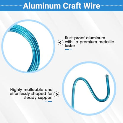 2 Rolls Aluminum Craft Wire, 9 Gauge (3mm) Flexible Metal Wire for Jewelry Making, 32.8 Ft (16.4 Ft/Roll) Bendable Armature Wire for Bonsai, Sculpting and DIY Crafts [Aqua Blue] - size: 9Gauge 16.4Ft Each, style: Aqua Blue