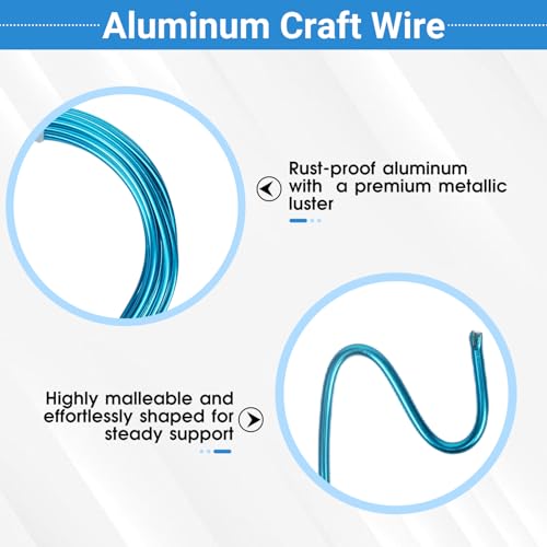 2 Rolls Aluminum Craft Wire, 10 Gauge (2.5mm) Flexible Metal Wire for Jewelry Making, 32.8 Ft (16.4 Ft/Roll) Bendable Armature Wire for Bonsai, Sculpting and DIY Crafts [Aqua Blue] - size: 10Gauge 16.4Ft Each, style: Aqua Blue