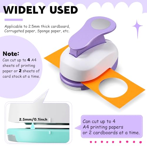 CHENGU 6 Pcs Circle Punch Set 3in/2in/1.5in/1in/0.6in/0.3in Scrapbook Hole Punchers Crafting with 10 Sticker Paper Round Cutter Scrapbook for Office Supplies DIY Albums Photos (Purple) - color: Purple, style: Circle