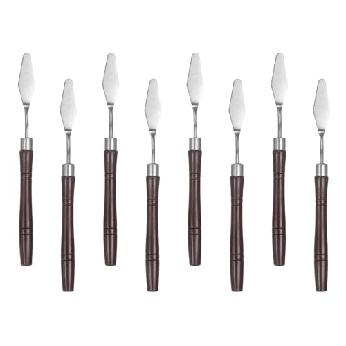 HARFINGTON 8pcs Palette Knife Painting Tool 6.69" Pointed Stainless Steel Blade Plastic Handle Spatula Painting Pallet Knife for Oil Acrylic Canvas, Red - size: 6.69"