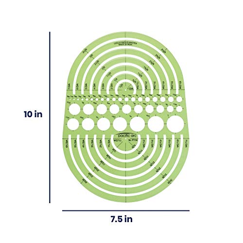 Pacific Arc Circles Radius Master Template Guide, from 1/2 Inch to 3 3/4 Inch Radius and 36 Perfect Circles from 3/64 to 1 Inches - style: Circle Radius