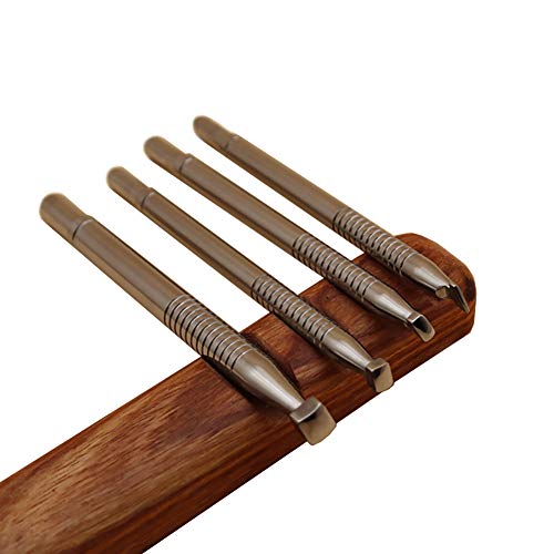 Leather Stamping Tool 304 Stainless Steel Professional Stamp Tools Leather Edge Punch Carving DIY LeatherCrafts (Full Set, 4pcs (XS+S+M+L)) - size: Full Set, 4pcs (XS+S+M+L)