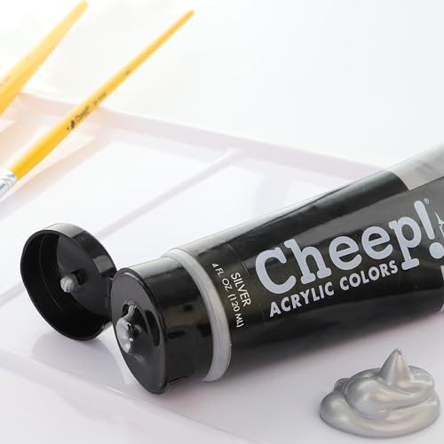 Cheep! Acrylic Paints, 4 oz. Tube - Silver, Perfect for Artists - Quality Acrylic Paint Heavy Body Paint Artist and Student - color: Silver