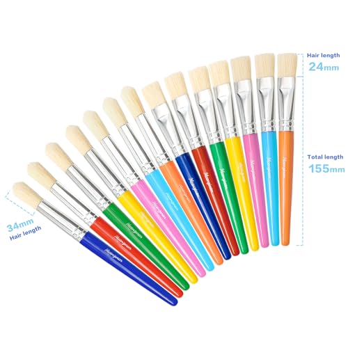 Kids Paint Brushes Set, 28 Pack Brushes for Children and School | Washable Round & Flat Art Brushes Perfect for School Painting & Home Crafts - size: 28PCS