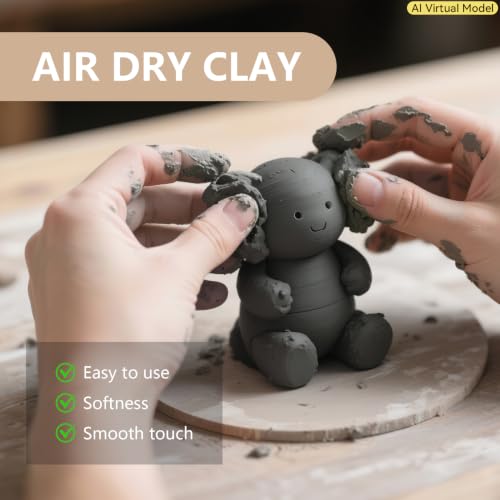 VIBRATITE 10LB Air Dry Clay, Dark Gray Modeling Pottery Clay Bulk | Easy to Shape for Hand Building, Wheel Throwing, Sculpting, DIY Crafts, Classroom Art Projects, Ideal for Beginners & Artists - color: Dark Gray