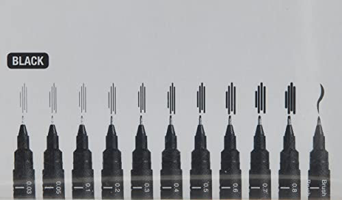 UNI PIN FINELINER DRAWING PEN SET 12 BLACK
