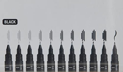 UNI PIN FINELINER DRAWING PEN SET 12 BLACK